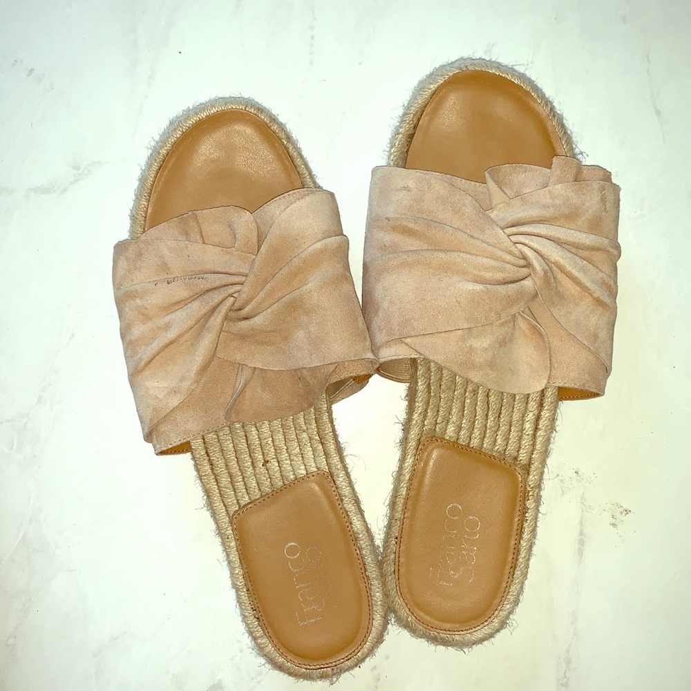 Franco Sarto espadrille light pink suede slides